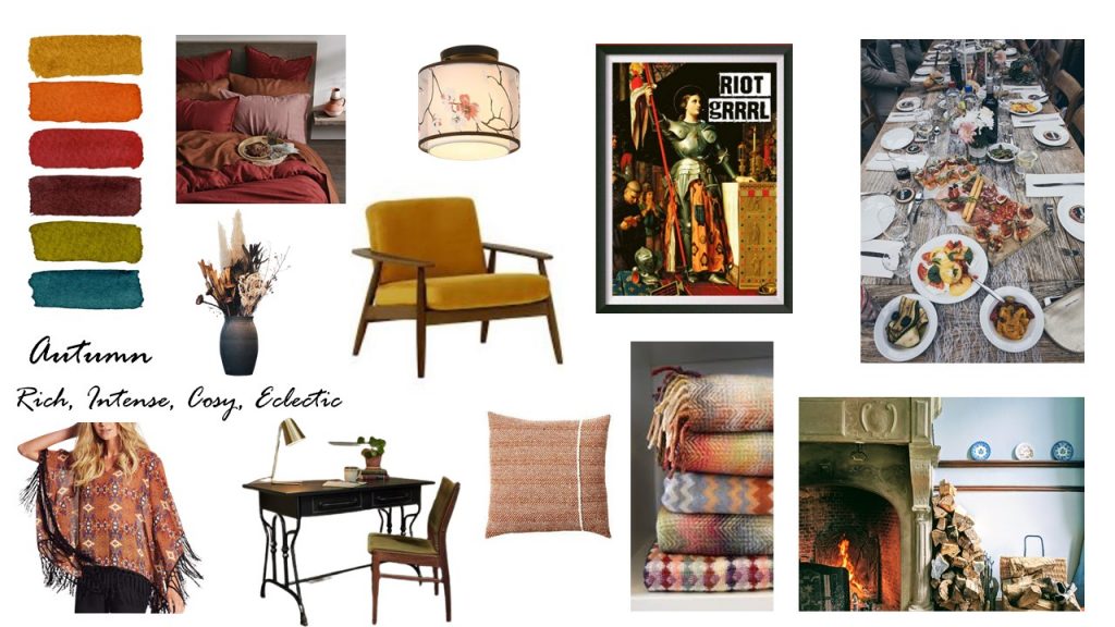 colour psychology, autumn personality type mood board