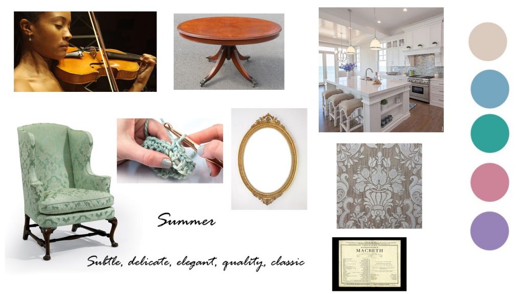 colour psychology, Summer personality type mood board